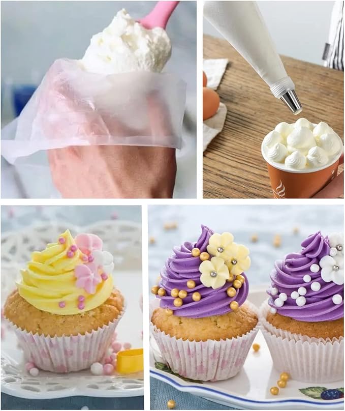 Piping Bags Disposable 16 Inch - AMBESTAR 100 Pack Tipless Pastry Bags, Extra Thick Pastry Icing Piping Bags for Cake & Cookie, Non-Slip Anti-Burst Cake Frosting Decorating Bags