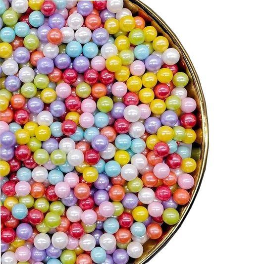 Sprinkles Rainbow Edible Pearls Spirnkles,Cake Sprinkles 130g 4.6OZ,Cookie Sprinkles,Sugar Pearl, Edible Candy Pearls for Cake Cupcake Decorationg (7mm-Rainbow(lightpurpleblue))