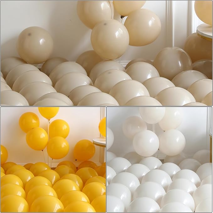 Bee Balloon Garland Arch Kit 141pcs Brown Mustard Yellow White Balloons with Flower Daisy Mylar Balloon for A Little Honey is on the Way Theme Party Decoration (Yellow White)