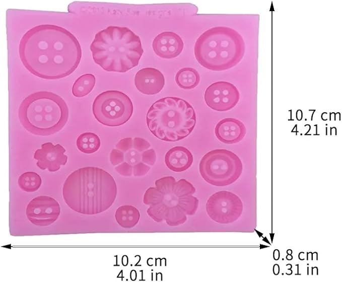 Silicone Mold Kit,10.2x10.7x0.8cm Button Modeling Silicone Mold Fondant Dessert Cake Chocolate Decoration Kitchen Baking Accessories