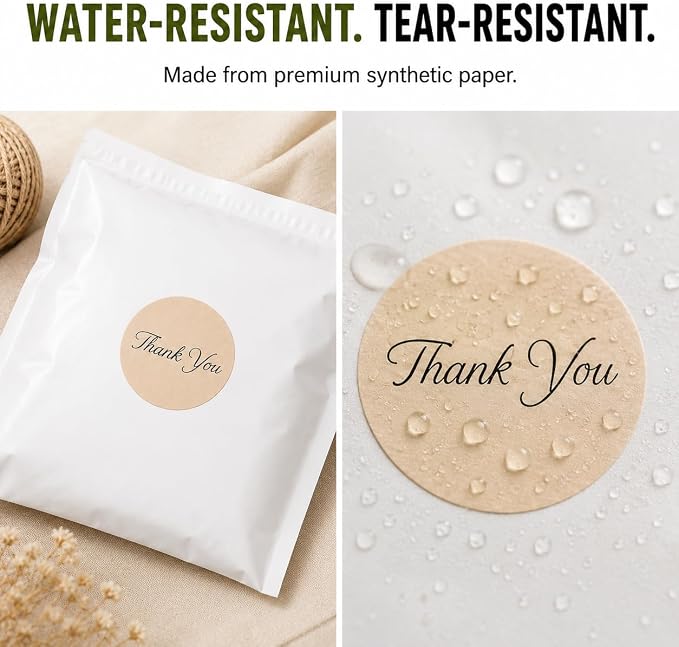 Thank You Stickers, Neutral, 500 Count, 1.5 Inch Round Labels | Small Business Packaging, Gift Bags & Mailers, Boutique Orders, Handmade Shops, Customer Appreciation