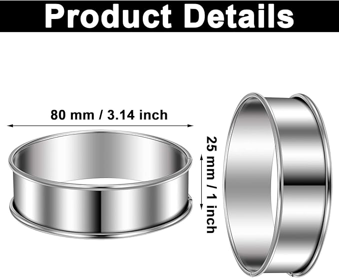 Boao 16 Pcs English Muffin Rings Nonstick Double Rolled Crumpet Rings Round Cookie Cutter Biscuit Cutters Double Rolled Tart Stainless Steel Round Muffin Tart Molds for Home Baking(3 Inch)