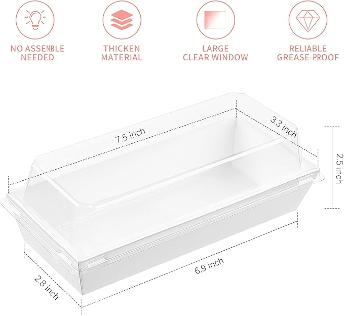Ocmoiy Charcuterie Boxes with Clear Lids, 50 Pack White Bakery Boxes, Cookie Boxes, Small Treat Boxes for Pastry, Sandwich, Cupcakes, Strawberries, Dessert To Go Containers