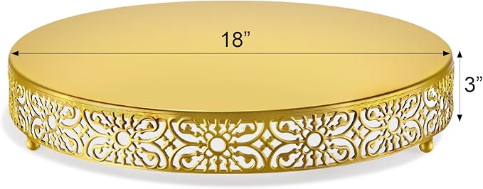 Wenqik 18 Inch Cake Stand, Metal Round Cake Stands Set with Modern Design White Dessert Display Cupcake Stands Plates Fruit Serving Tray for Wedding Birthday Baby Shower Party (Gold)