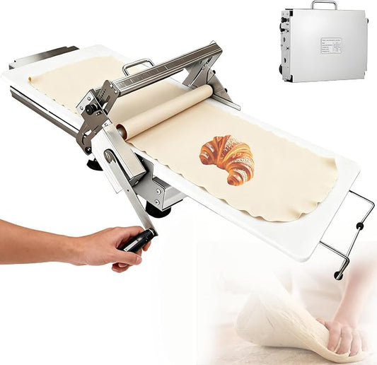 40.9''x22.8 Folding Dough Sheeter, Manual Dough Roller Machine, Thicknesses from 0 to 25 mm, Stainless Steel Hand Crank Dough Roller for Croissants, Pizza Pasta Pastry Fondant Type400