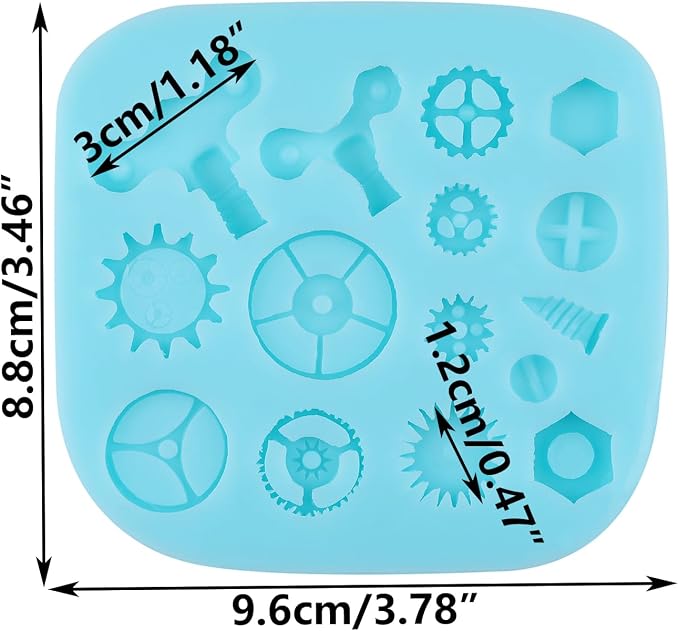 Steampunk Gear Fondant Molds Cogs Silicone Molds for Cake Decorating Cupcake Topper Chocolate Candy Gum Paste Polymer Clay