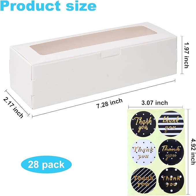 28 Pack Macaron Boxes with Clear Window Small Macaron Pastry Bakery Packaging Container for 6 Bakery Cocoa Truffle Dessert Wedding Gift