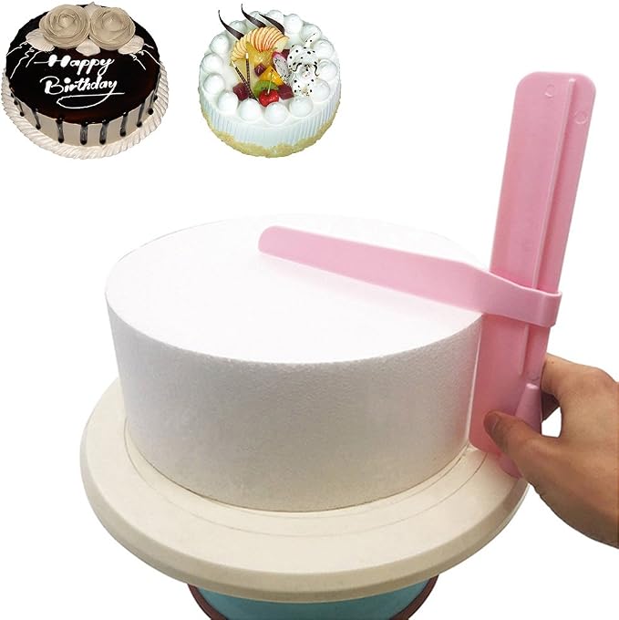 2pcs Adjustable Cake Smoother Polisher with 4pcs Different Scrapers, FineGood Fondant Cream Edge Smoothing Decorating Tools - Green, Pink