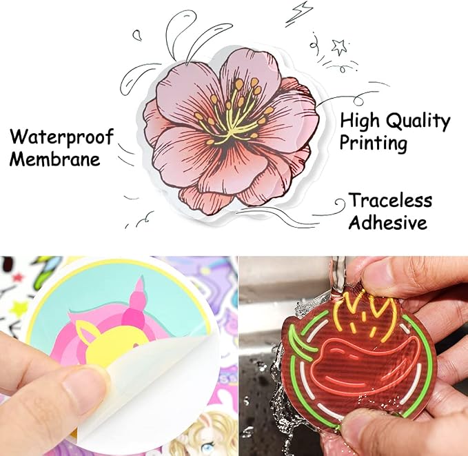 Unicorn Style 30 Pcs Reusable Waterproof Vinyl Stickers for Girls Kids Water Bottle Laptop Decor