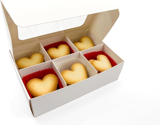 Treat Boxes - 20 ct 6.5 x 4.5 x 2 in Bakery Boxes with Windows and Dividers for Candy, Cookies, Cupcakes, or Bakery Desserts - Chocolate, Treats, and Baked Goods Packaging for Gifting