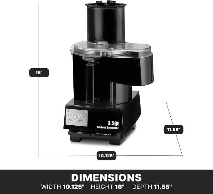 Waring Commercial Food Processor, 3.5 Quart Capacity, 1 Horsepower Motor, Continuous-Feed Food Processor, Vegetable Chopper for Professional Kitchens, WFP14SC