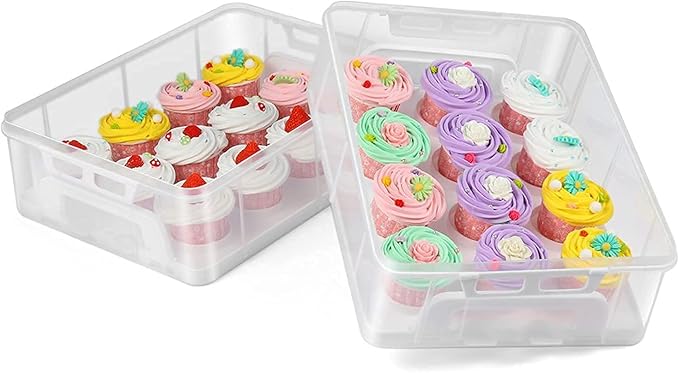 3 Tier Cupcake Carrier with Lid,Holds 36 Cupcakes or 3 Large Cakes Food Transporter Container with 3 Tier Stackable Layer Insert