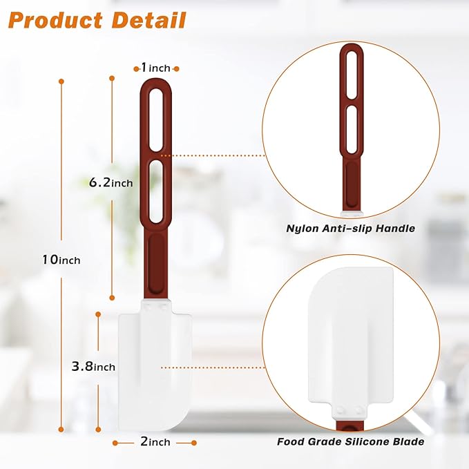 High-Temp Silicone Spatula, Commercial Spatula 500°F Heat-Resistant Non-Stick Silicone Scraper (10-Inch, NSF)