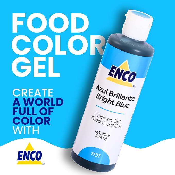 ENCO Food Coloring Gel Bright Blue 8.8 oz (250g) Concentrated, Vegan