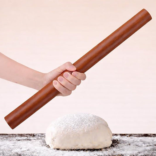 17.1 Inch Straight Rolling Pin – Smooth One-Piece Wooden Dough Roller for Baking, Cookies, Pizza Dough & Pastry