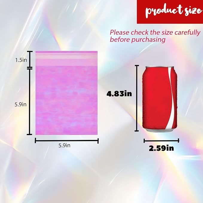 efivs arts 200Pcs Iridescent Cookie Bags,Self Sealing Cellophane Treat Bags | Clear Resealable Adhesive Plastic Bags for Cookies, Candy, Party Favors, Gift Packaging (5.5x5.5 Inches)