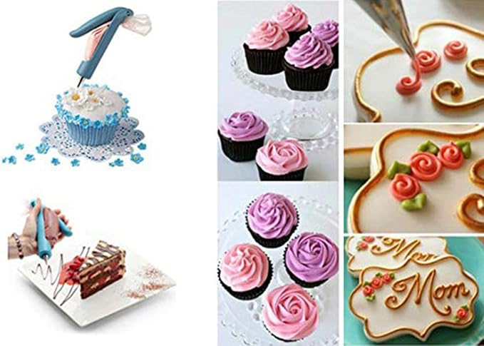 Pastry DIY Cake Decorating Pen, Hsxxf Icing Piping Tool Kit With 4 Different-Shaped Nibs, 4 Nozzles Decorative Bag, 2 Coupler for Party Cake DIY