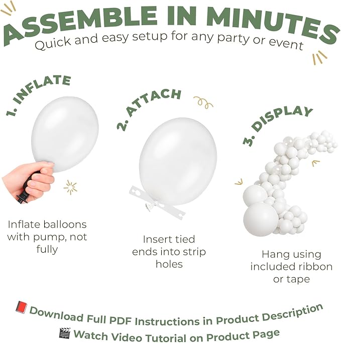 Balloon Garland Arch Kit – 146 Pcs Sage Green, White, Metallic Gold & Confetti Balloons for Baby Shower, Birthday, Gender Reveal, Wedding Party – DIY Kit by Vellax™