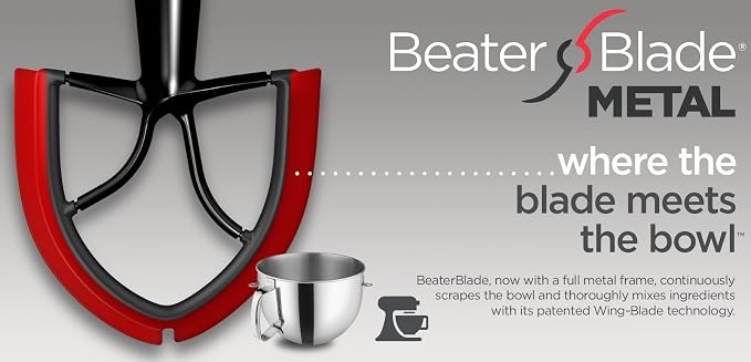 New Metro Design 5L-MGY Medium Flex Edge Beater Blade METAL, compatible w/most KitchenAid 5 Quart Bowl-Lift Stand Mixers, Gray