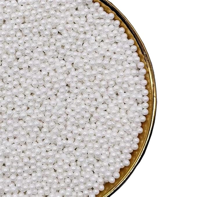 White Sprinkles Edible Pearl, 4mm Cake sprinkles,Cookie Sprinkles,Sugar Pearl, Edible Candy Pearls 130g 4.6OZ for Cake Cupcake Decorationg (4mm-White)