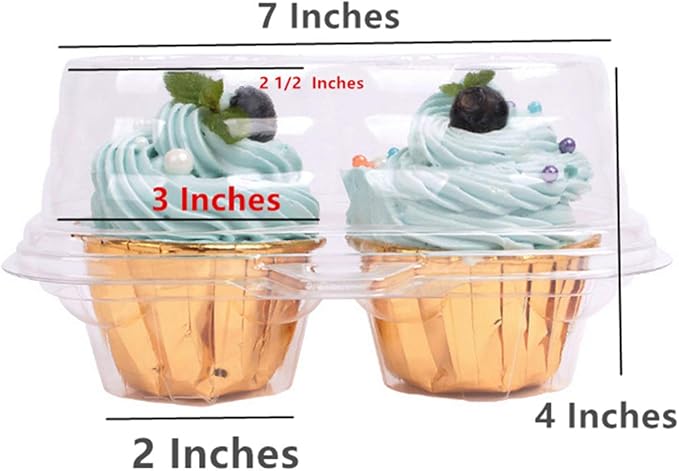 Leoyoubei Double Cupcake Container,2 Compartment Cupcake Container - Deep Cupcake Carrier Holder Box - Clear - Stackable - Clamshell Cupcake Container Ideal to Carry Cupcakes or Birthday Party (20)