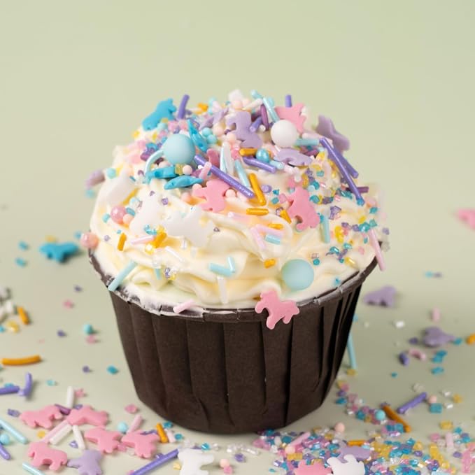 Edible Unicorns Sprinkles Pastel Unicorn Confetti Jimmies Sanding Sugar Sprinkles Mix for Cake Decorations Baking Ice Cream Cookies Cupcake Topper 6.5 ounces