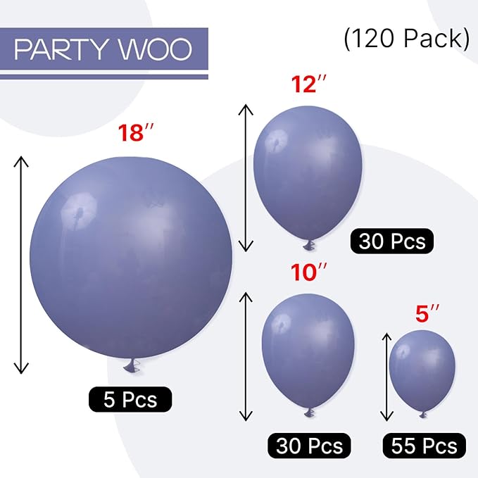 PartyWoo Dusty Blue Balloons 140pcs Different Sizes Pack of 18 12 10 5 Inch Navy Slate Blue Boho Neutral Balloon Arch Kit for Baby Shower Anniversary Graduation Birthday Party Decorations Blue-F15
