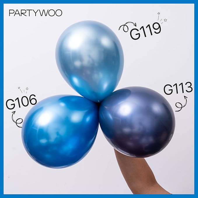 PartyWoo Metallic Blue Balloons 100pcs 5 Inch Small Mini Chrome Blue Latex Balloons for Graduation Wedding Baby Shower Engagement Baby Shower Wedding Bachelorette Birthday Party Decorations Blue-G106