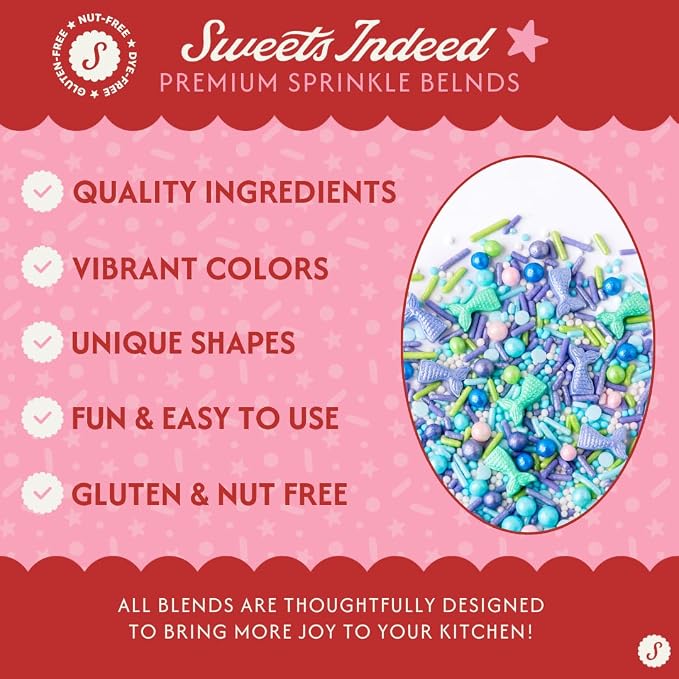 Sweets Indeed Sprinkles, Mermaid Edible Sprinkle Mix, Perfect for Cake Decorations, Baking, Ice Cream, Cookies, Cupcake Topper