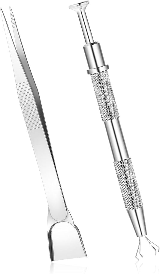 2pcs Sprinkles Tools for Cake Decorating, 4 Claw Sprinkle Pen Pearl Grabber Cake Decorating Tools Set Stainless Steel Cookie Decorating Tweezers with Shovel Head Cake Cupcake Cookie Decoration