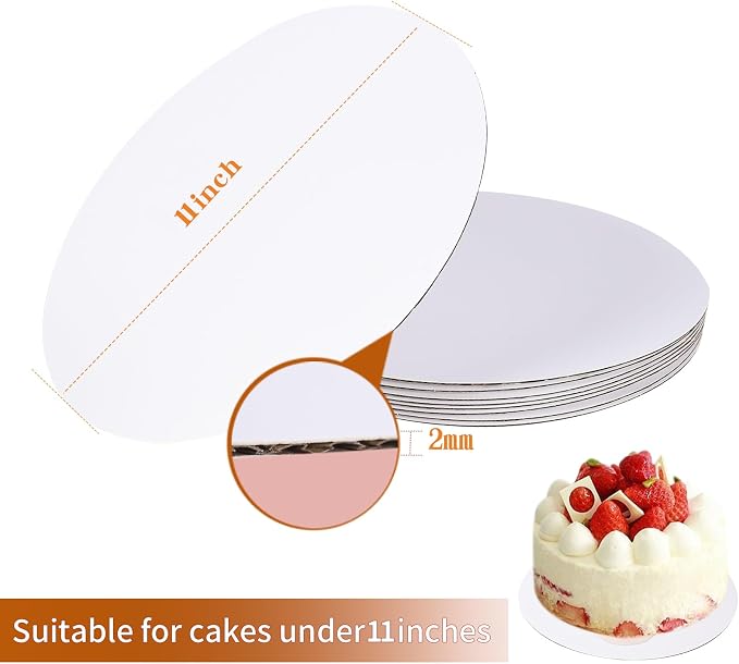 40 Pcs Cake Boards,White Cake Boards 11 Inch Round,Food Grade Cardboard Cake Rounds,Disposable Cake Plates,11 Inch Cake Board,Waterproof and Oil proof Cake Base Cake Tray Cake Pizza Circles