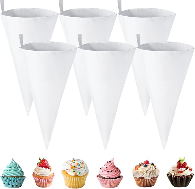 6 Pack 24 Inch Reusable Piping Pastry Bags Large Canvas Cake Decorating Bags with Plastic Coating for Frosting, Icing, Cupcakes, Cookies