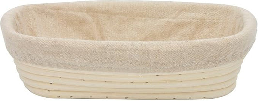 BetterJonny 9 inch Rectangle Banneton Bread Proofing Basket, Artisan Bread Dough Proofing Rattan Basket +Liner Combo for Professional and Home Bakers