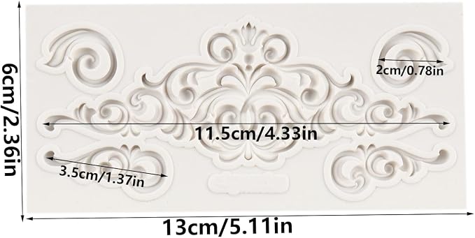 Baroque Fondant Mold Curlicues Scroll Lace Border Silicone Mold For Cake Decoration Chocolate Cupcake Topper Candy Sugar Craft Polymer Clay Gum Paste