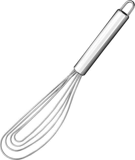 10.63" Stainless Steel Flat Whisk,Egg Beater for Blending,Whisking,Beating,or Stirring for Home and Kitchen