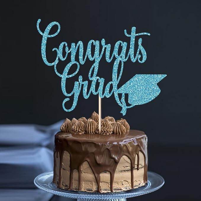 Congrats Grad Cake Topper,2026 Graduation Cake Topper, Congrats Grad Decorations,2026 High School/College/Senior Graduation Party Decorations Supplies. (blue)