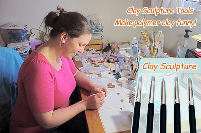 COMIART Clay Sculpture Tools Silicon Color Shapers Painting Brushes Size 6
