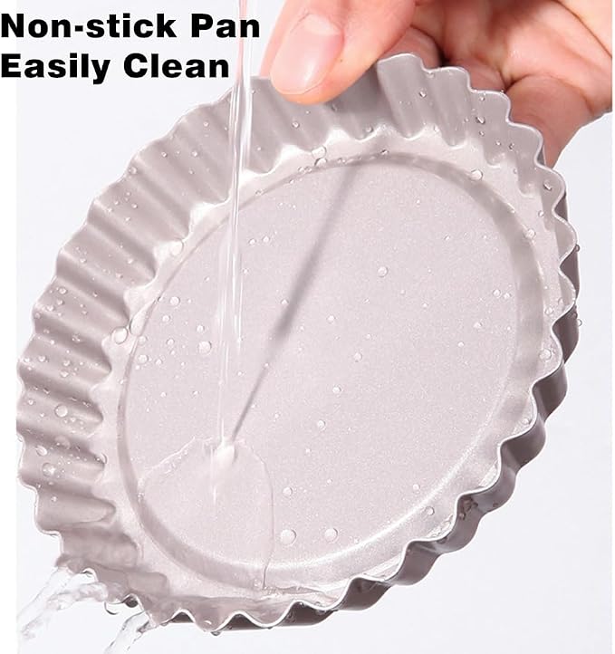 4Pcs Nonstick Mini Tart Pans 4.8 Inch Round Tart Pan Quiche Pan Heavy Duty Fluted Side Tart Molds for Pies, Mousse Cakes, Dessert Baking