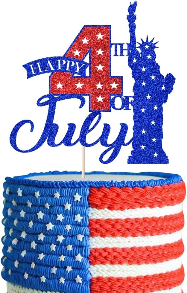 Happy 4th of July Cake Topper，Independence Day Cake Decor，America USA Patriotic Party Independence Day/Baby Shower/Birthday Party Decoration Supplies
