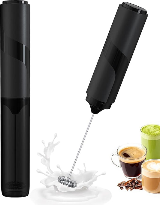 Electric Milk Frother Handheld with Cover (2AA Not Included) | Storage Cover - Easy To Carry Drink Mixer Handheld, Portable Frother for Coffee, Latte, Matcha, Cappuccino & Hot Chocolate