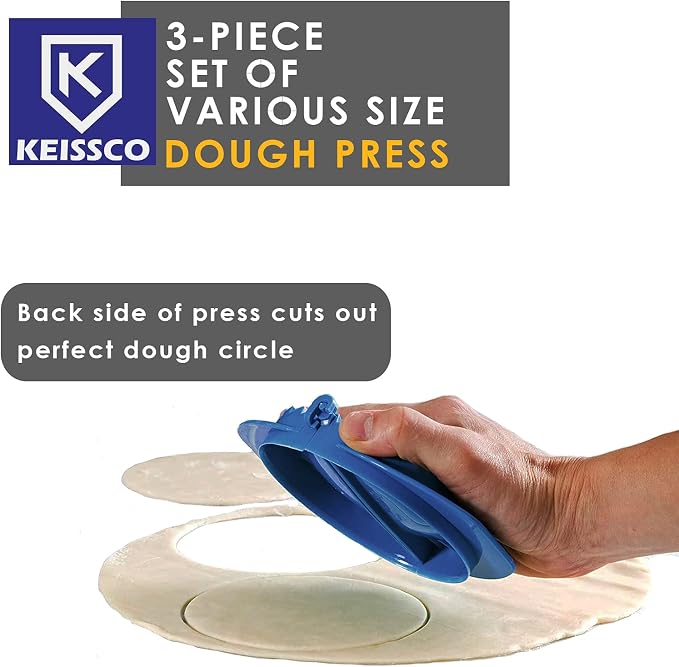KEISSCO Dough Press, Set of 3 Empanada Press Dumpling Maker Dough Cutter Dumpling Mold for Dumpling, Calzone, Ravioli, Empanada, Pierogi, Turnover & Meat Pie