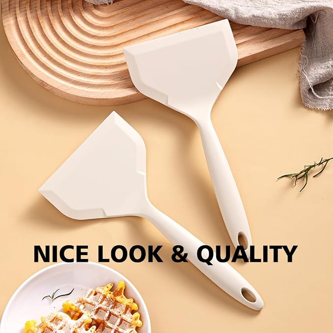 Tamagoyaki Spatula，Nonstick Pancake Shovel，Silicone Omelette Spatulas for Egg, Cookie, Omelette, Fish, Burgers (White)
