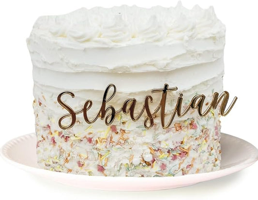 Custom Cake Name Plate | Custom Cake Topper Name for Birthday Party Shower Wedding | 40+ Color, Font, and Size Options | Wedding Place Card Birthday Decoration Made of Acrylic