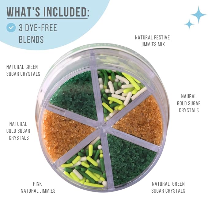 Sweets Indeed Dye Free St. Patricks Day Sprinkles, 6 Cell Sugar and Jimmies, No Artificial Dyes, Edible Sprinkle Mix Jimmies Perfect for Cake Decorations Baking Ice Cream Cookies Cupcake Topper (Shamrock)