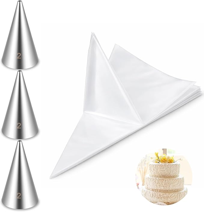 Piping Bags and Tips Set, 20 Disposable Pastry Bag 3 Piping Tips, Pastry Bags Cakes Decorating Supplies Kit Cookie Decorating Supplie Baking Supplies for Lettering, Outlines Detail Work