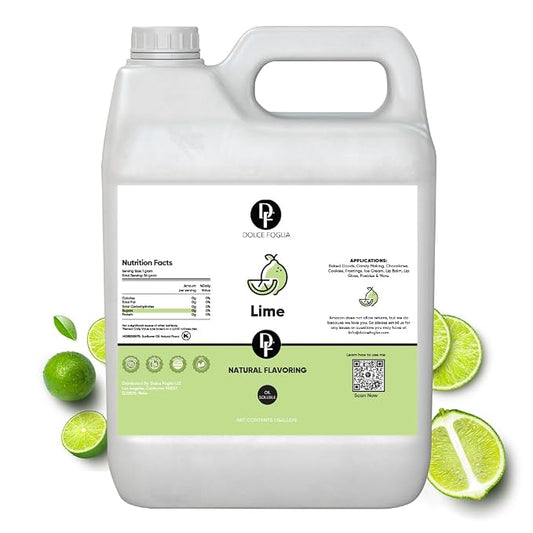 Dolce Flav Natural Lime Extract – 1 Gallon Oil-Soluble Kosher, Sugar-Free, Concentrated Citrus Lime Flavor for Candy, Chocolates & Desserts