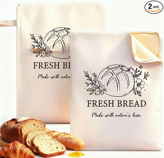 Sourdough bread Bags for Homemade Bread-2 Pack XL Reusable Beeswax Bread Bags for Homemade Bread Freezer & Refrigerator 17"×13" Natural Beeswax-Lined Cotton Food Storage Bags to Keep Fresh yellow