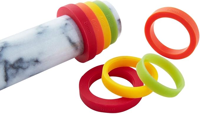 JEmarble Adjustable Rolling Pin with Silicone Guide Rings (Premium Quality)