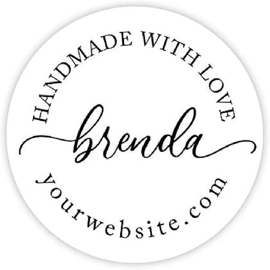 Andaz Press Personalized Round Small Business Sticker Labels, 120-Pack, Custom Handmade with Love, Name, Website, Handmade Stickers for Packaging, Custom Candle Labels, Personalized Business Stickers