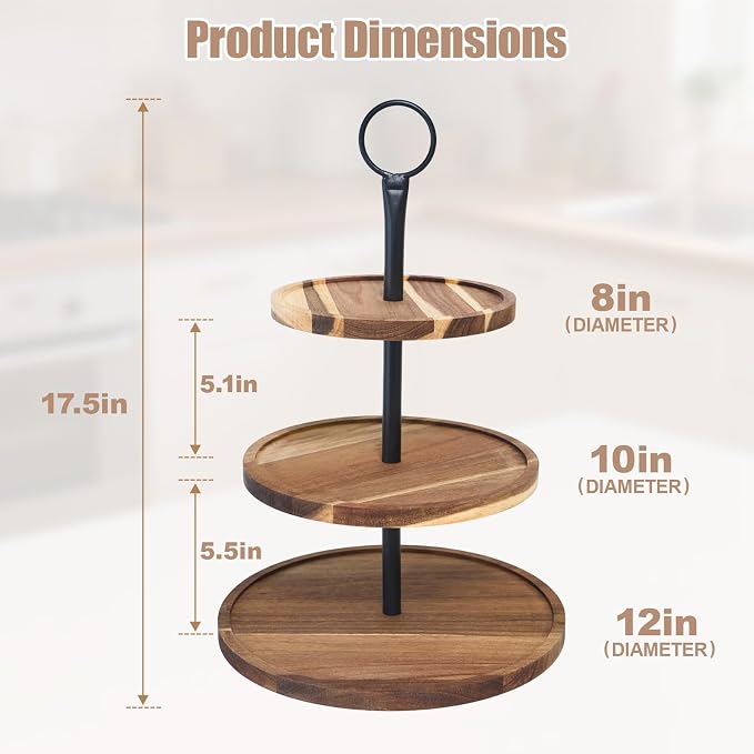 Cupcake Stand, Acacia Wood Cupcake Stand, Cupcake Display Stand, Cupcake Stands for Party, 3 Tier Cupcake Stand, Cup Cake Tower Stand for Birthday Anniversary Party Decoration